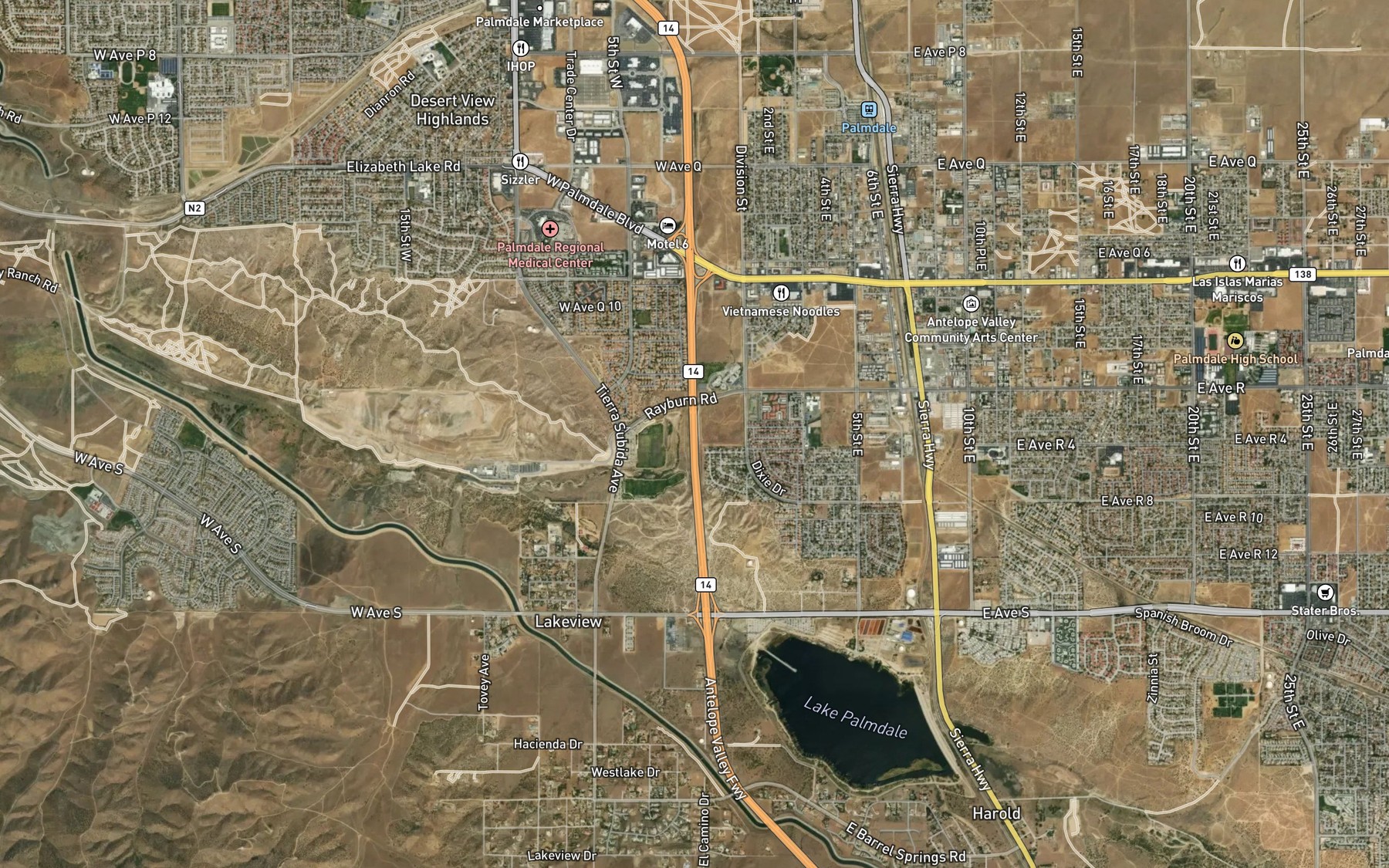 Satellite map of the Anaverde Creek