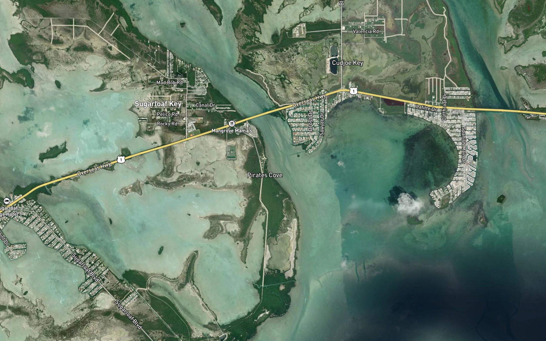 Satellite map of the Pirates Cove