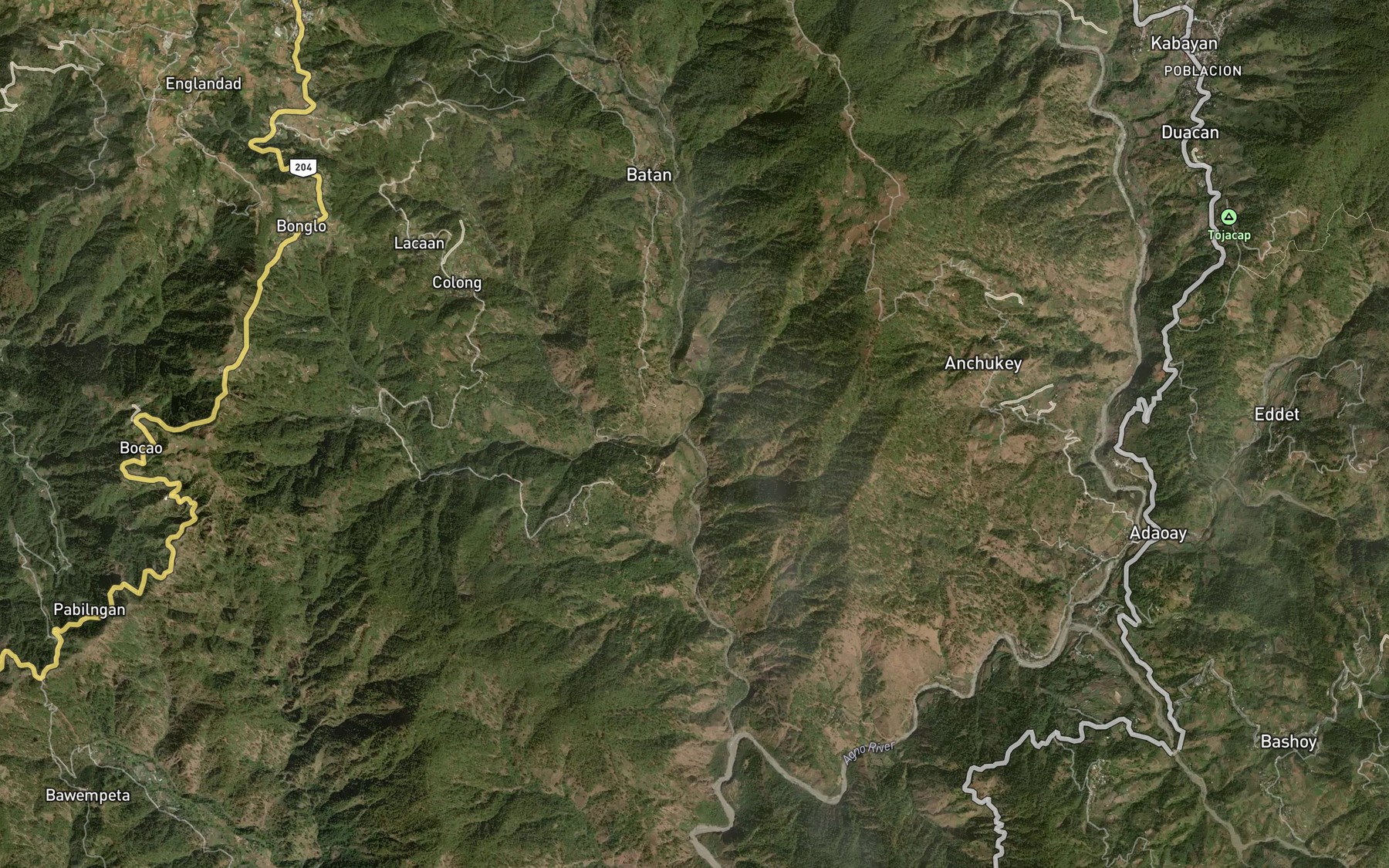 Satellite map of the Batan River