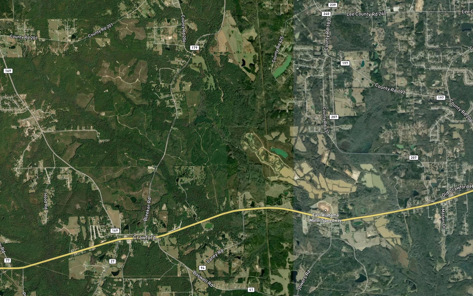 Satellite map of the Whites Creek