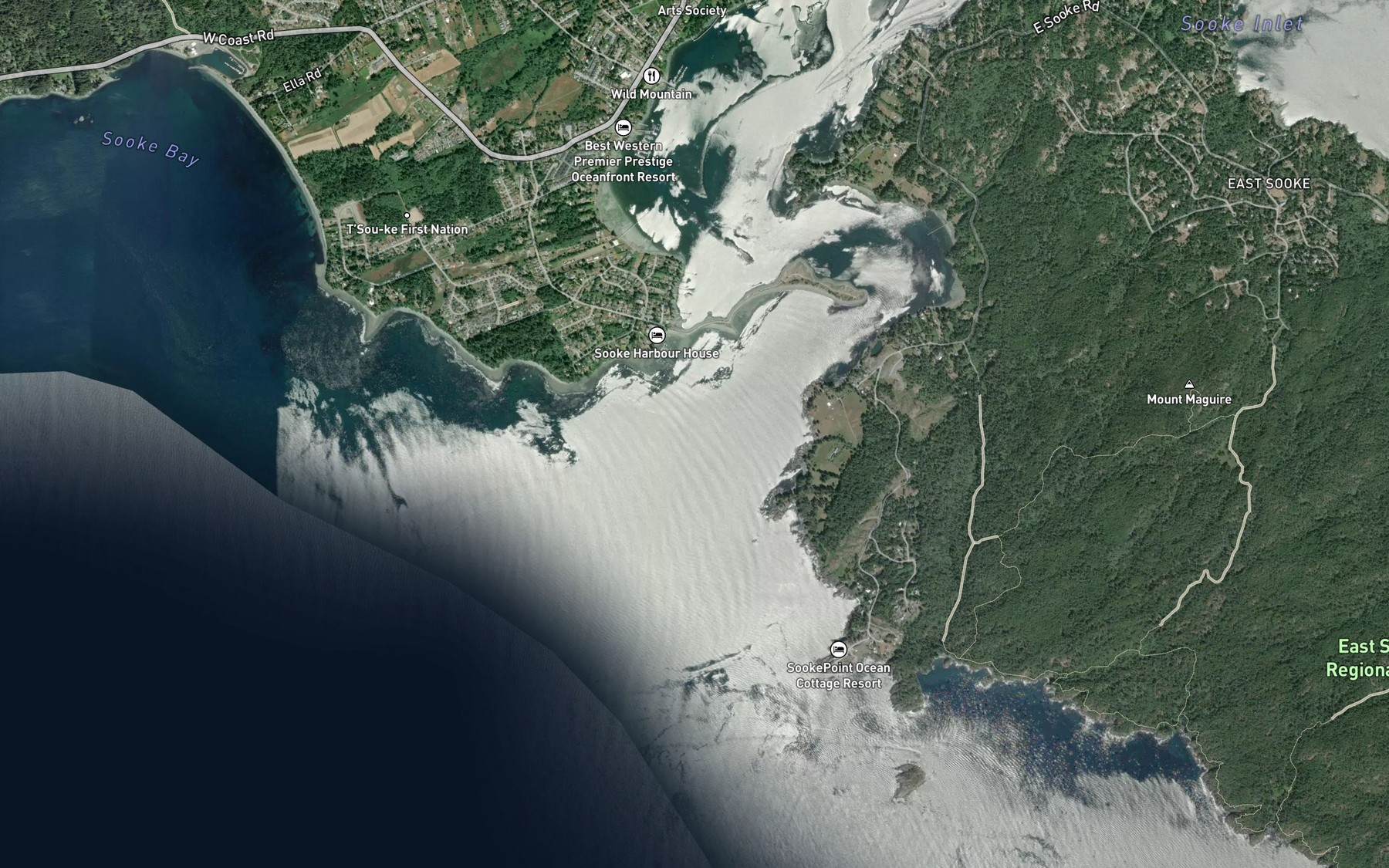 Satellite map of the Sooke Inlet