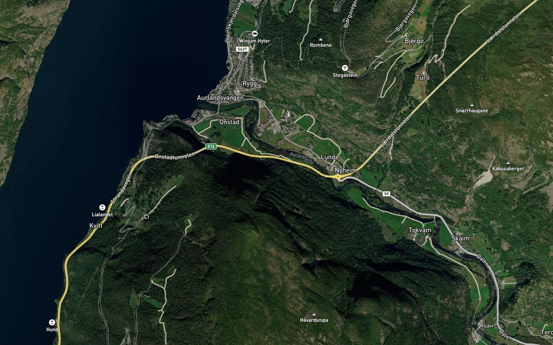 Satellite map of the Hagafossen
