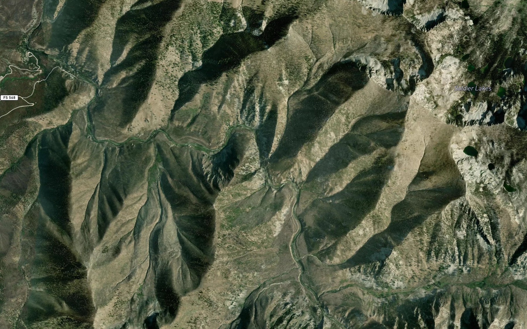 Satellite map of the Chicken Creek