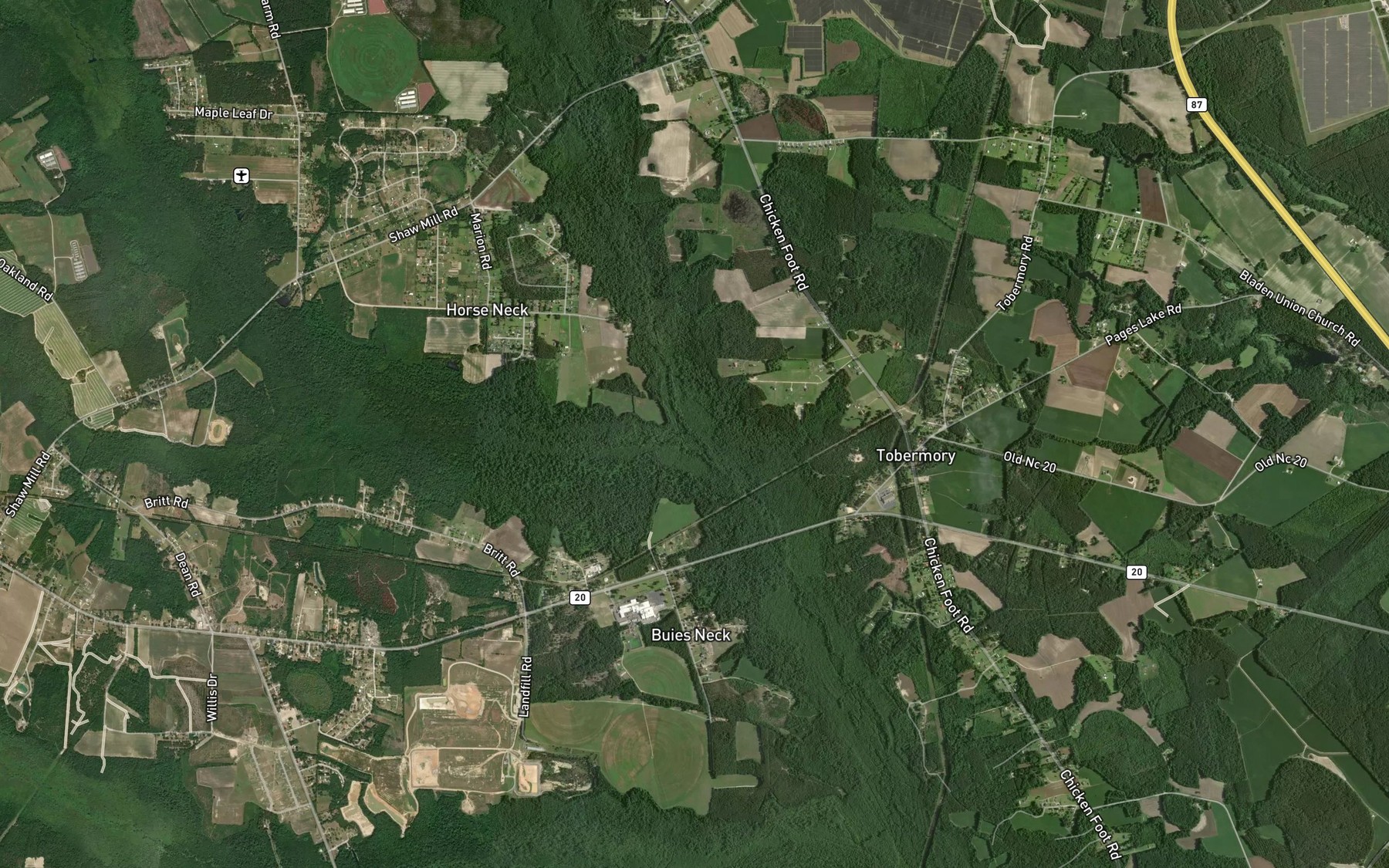 Satellite map of the Little Marsh Swamp
