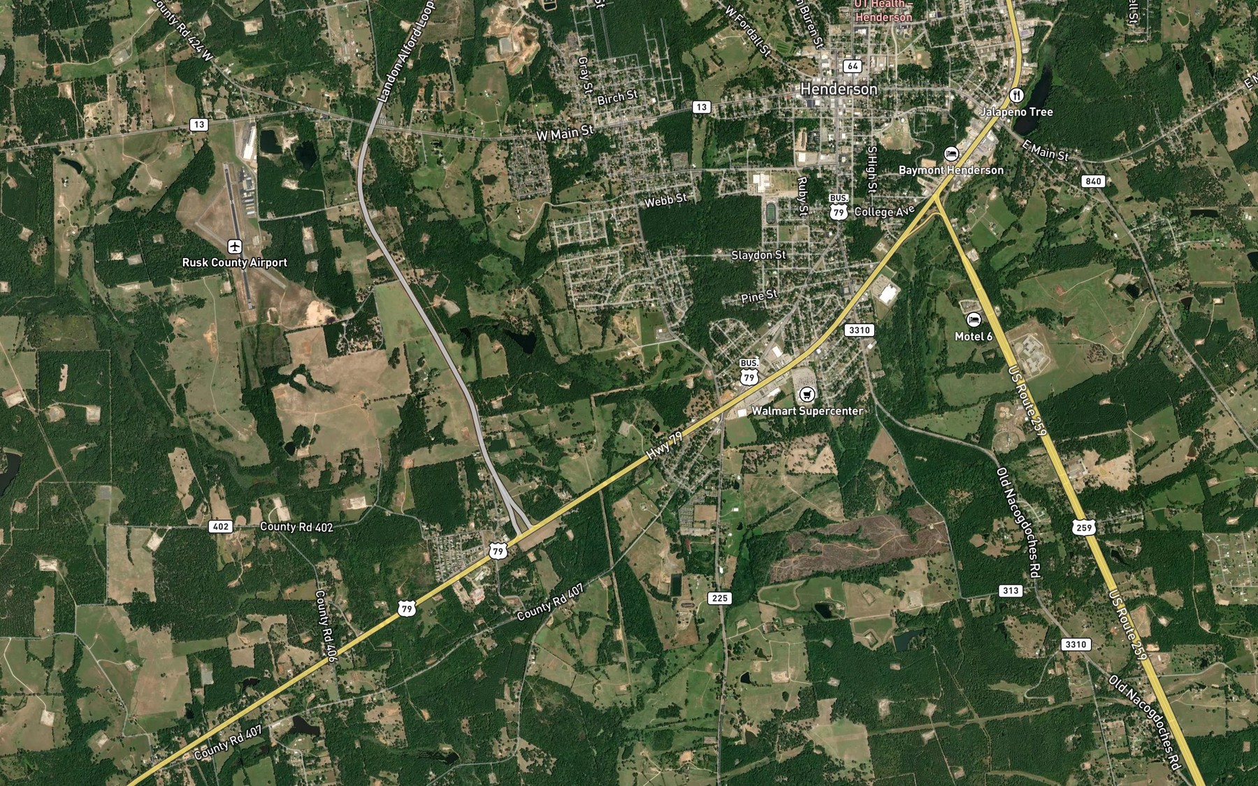 Satellite map of the Hardy Creek