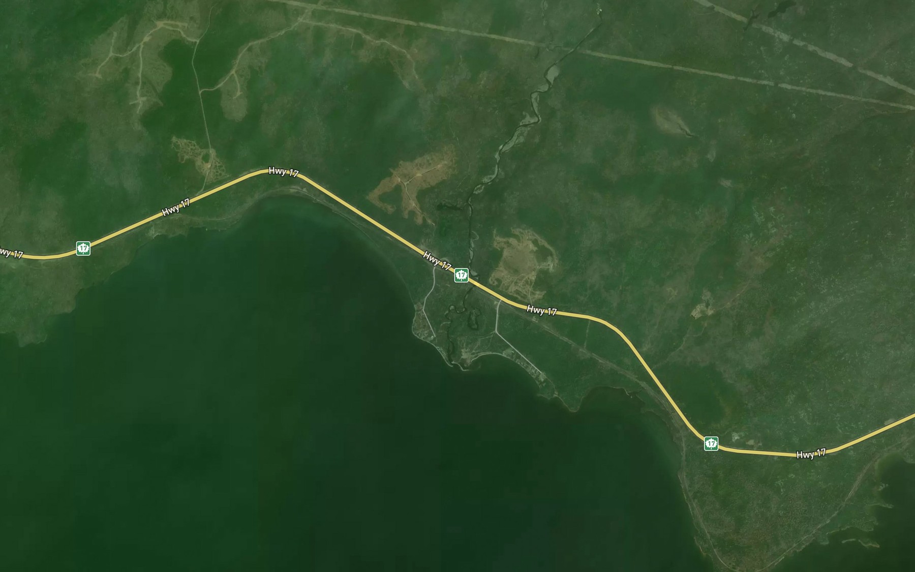 Satellite map of the Cypress River