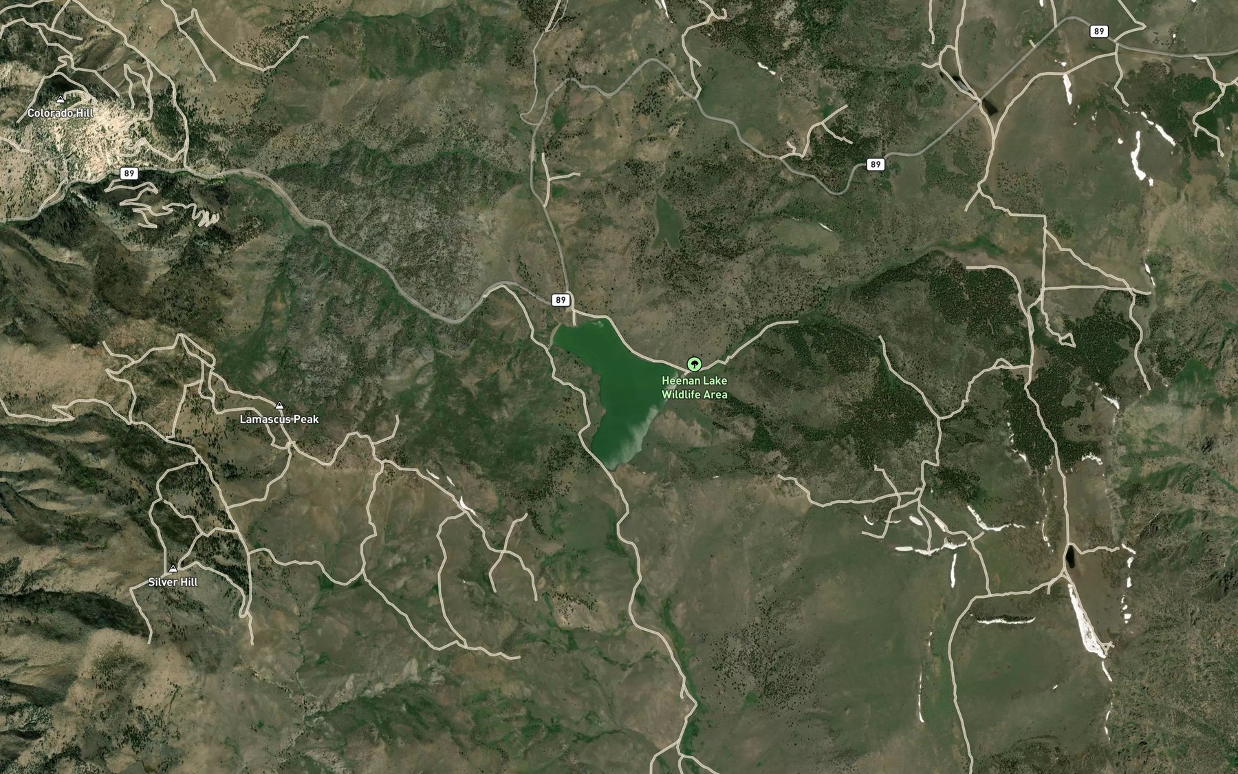 Satellite map of the Heenan Lake