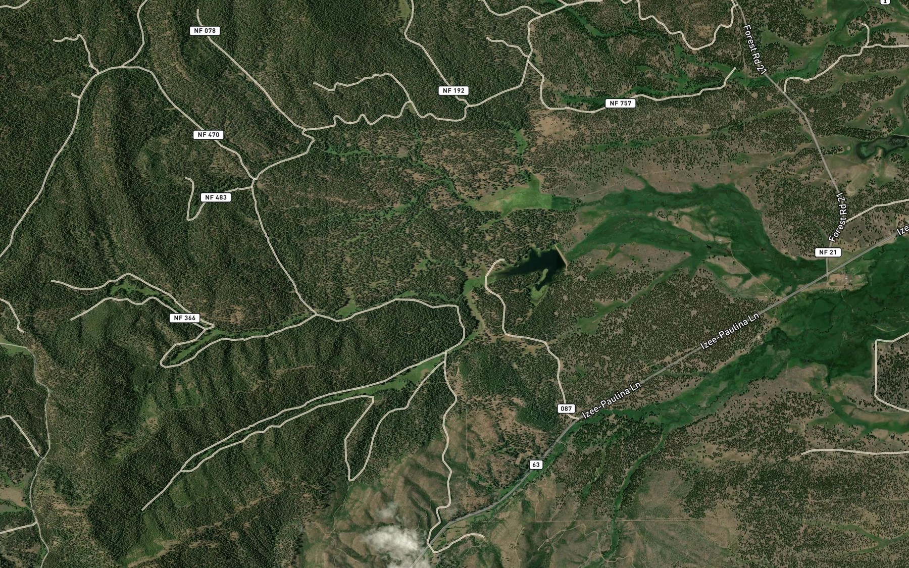 Satellite map of the Swamp Creek