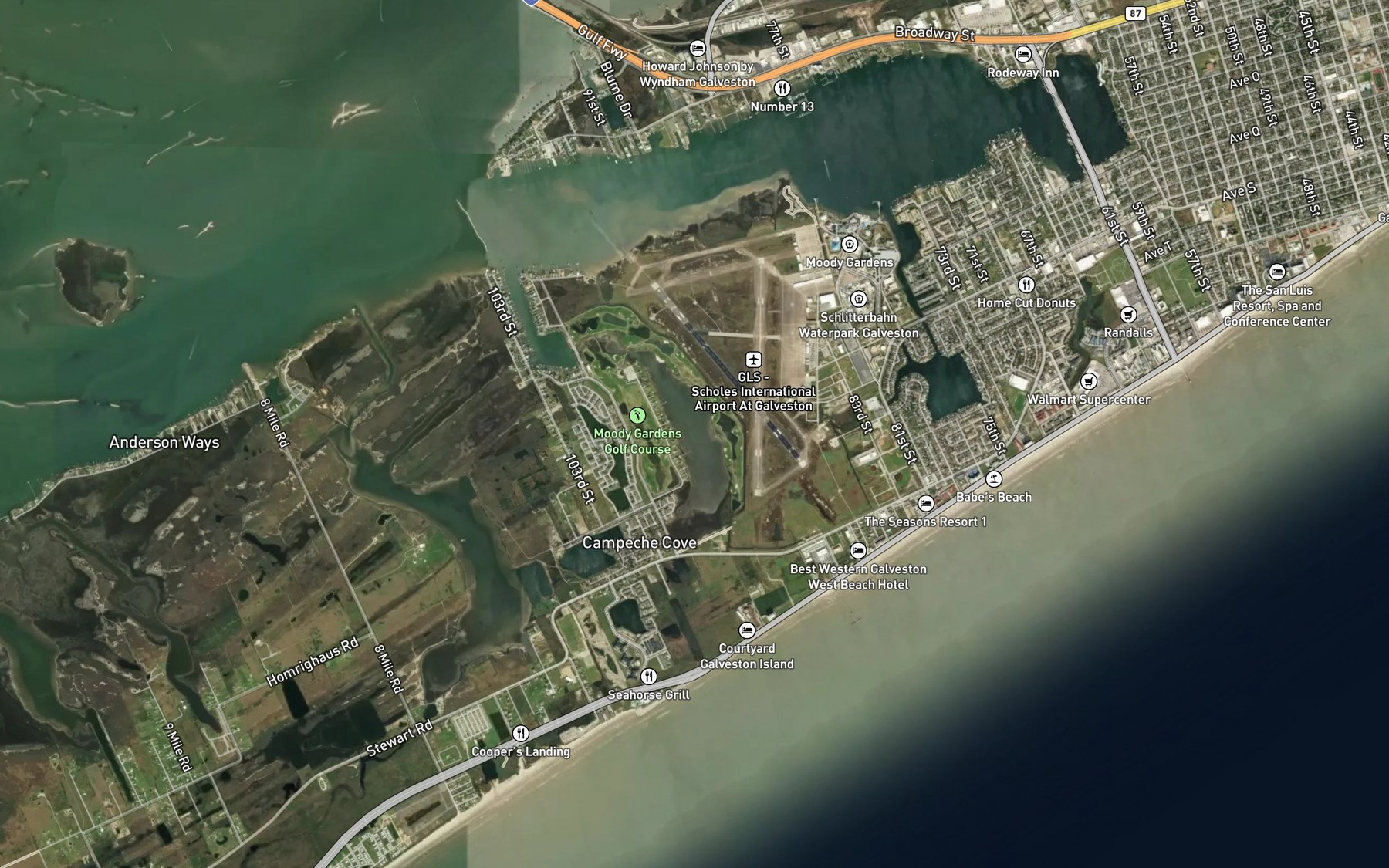 Satellite map of the Sydnor Bayou