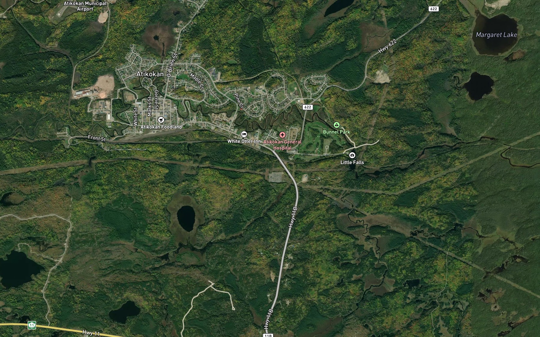 Satellite map of the Strawhat Creek