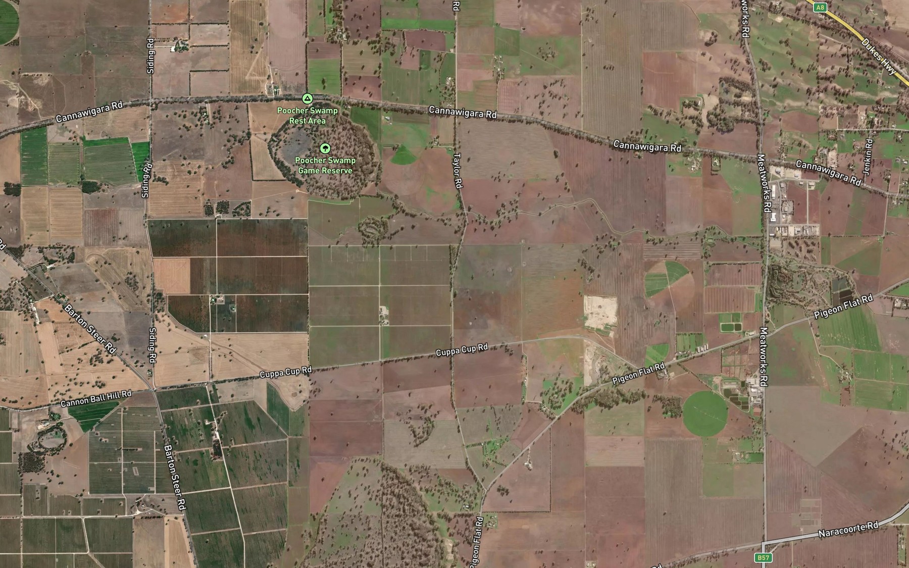 Satellite map of the Tatiara Creek