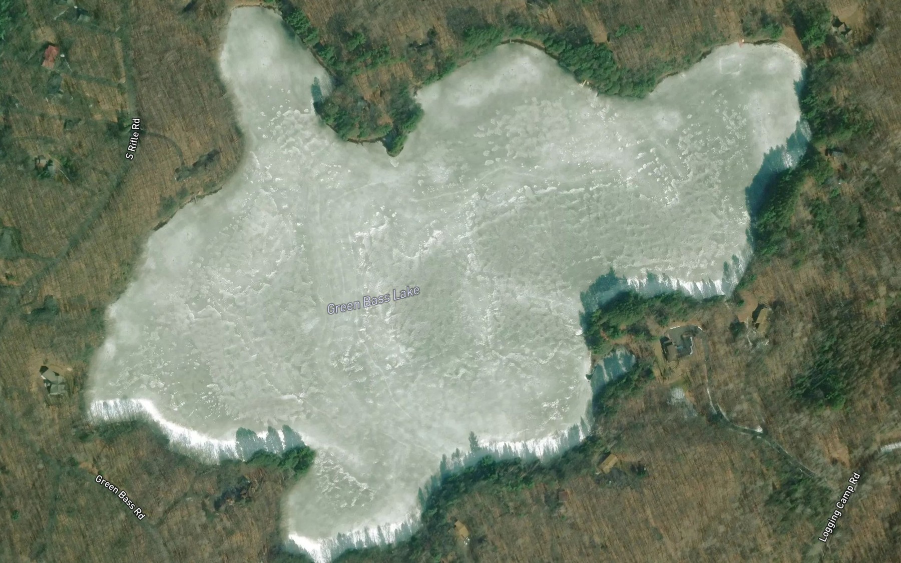 Satellite map of the Green Bass Lake