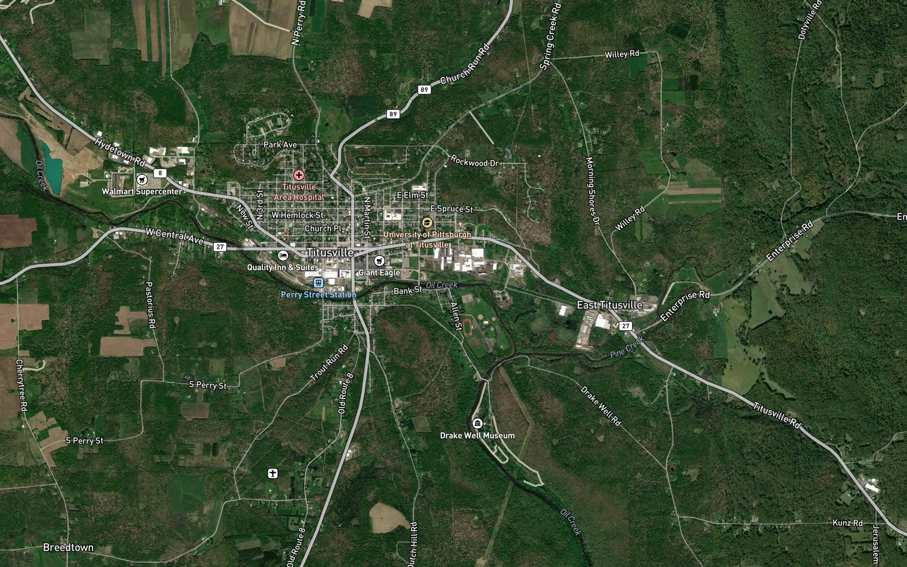 Satellite map of the Church Run