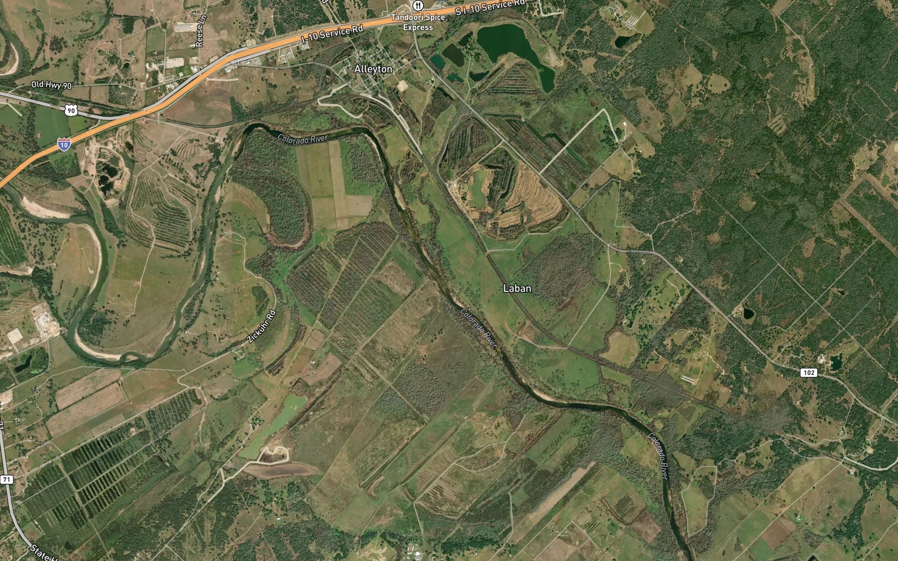 Satellite map of the Sandy Branch