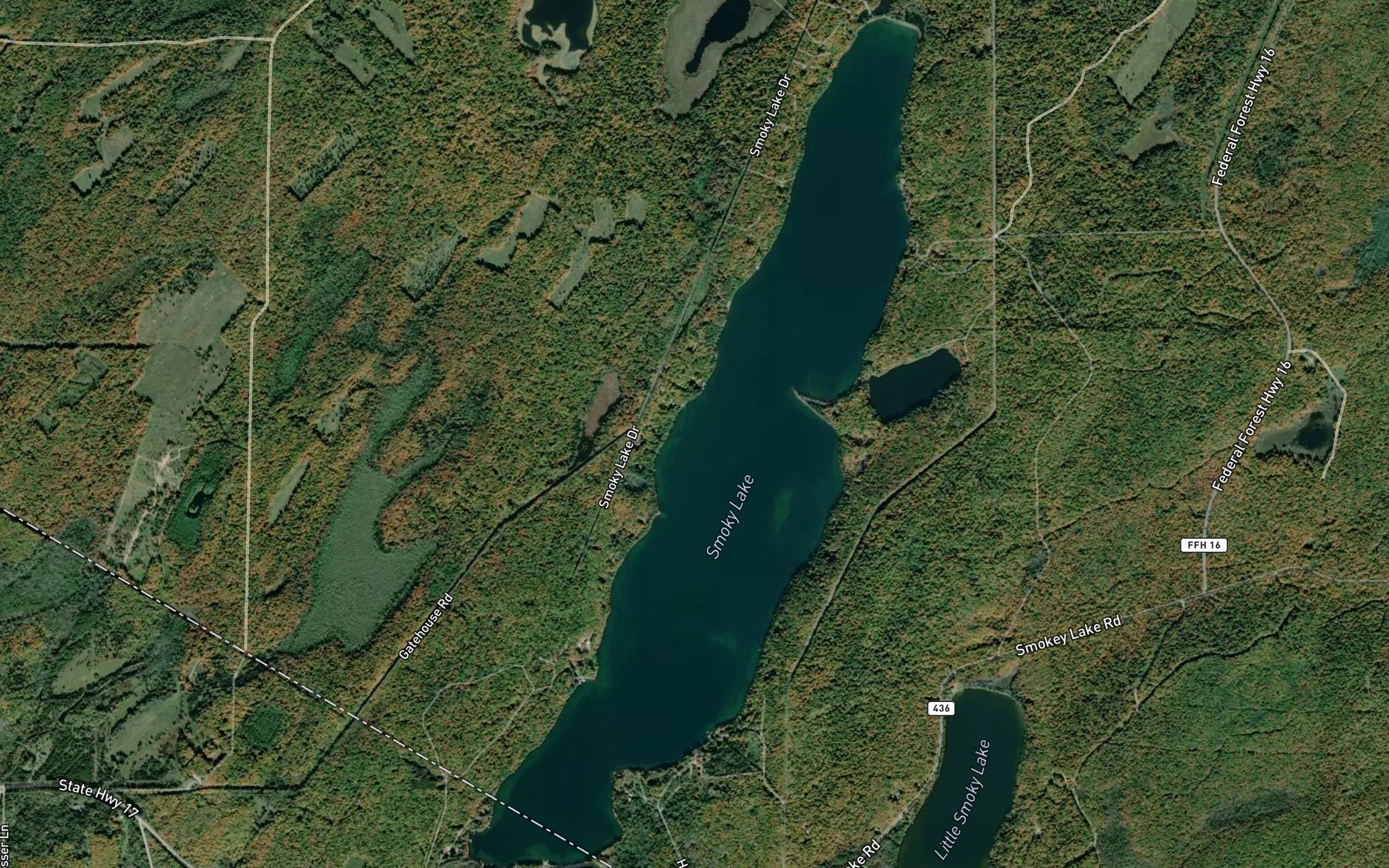 Satellite map of the Smoky Lake