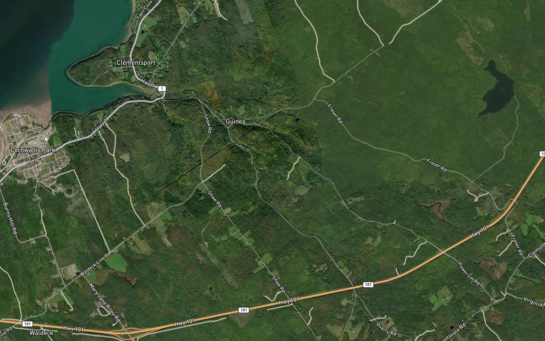 Satellite map of the West Moose River