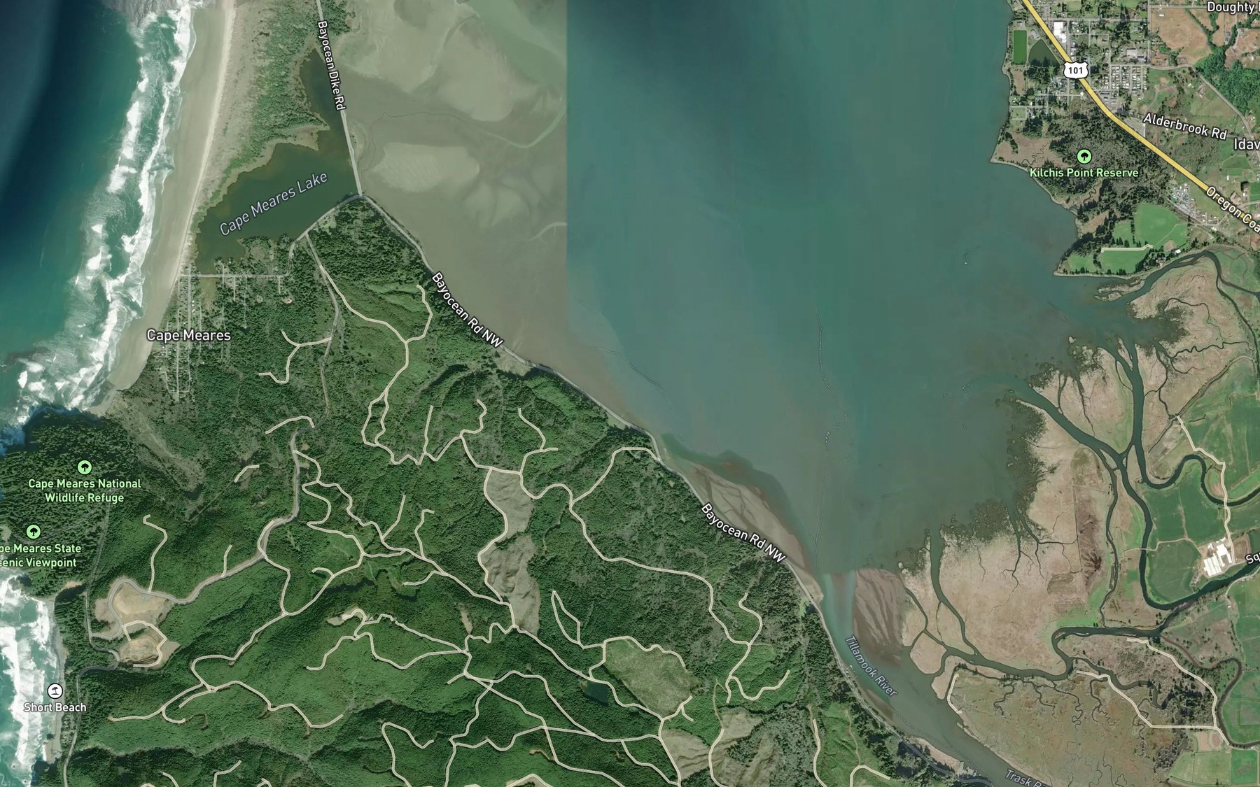 Satellite map of the McCoys Cove