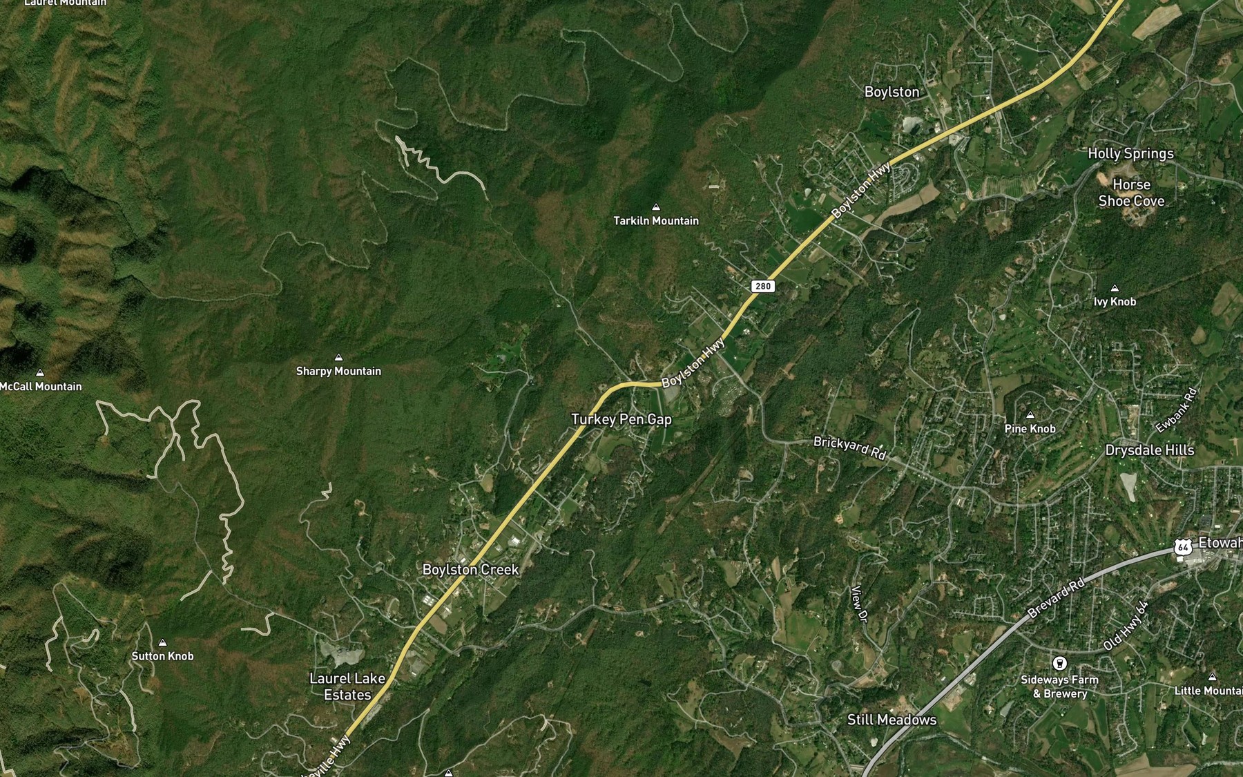 Satellite map of the Woody Branch