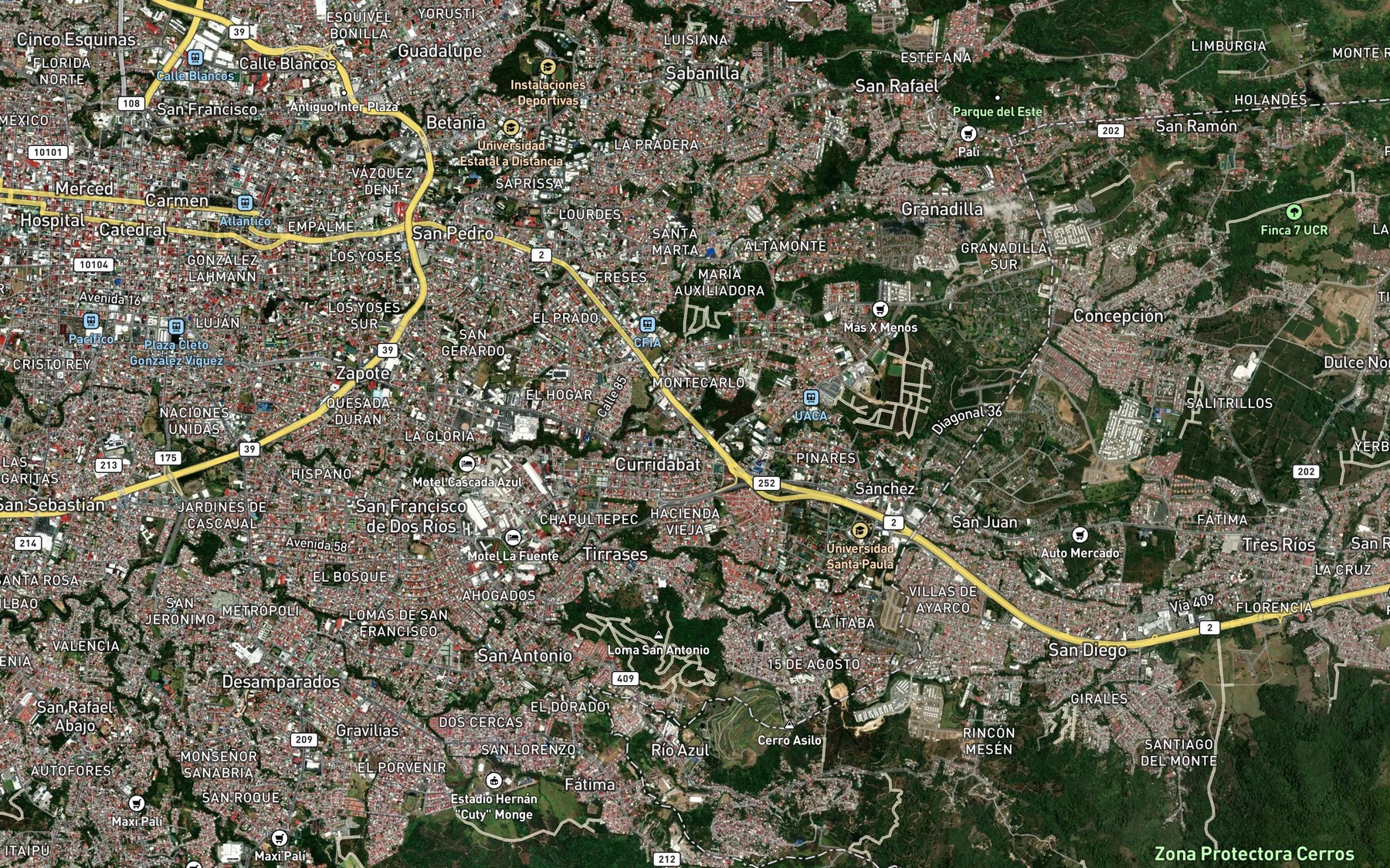 Satellite map of the Quebrada Chares