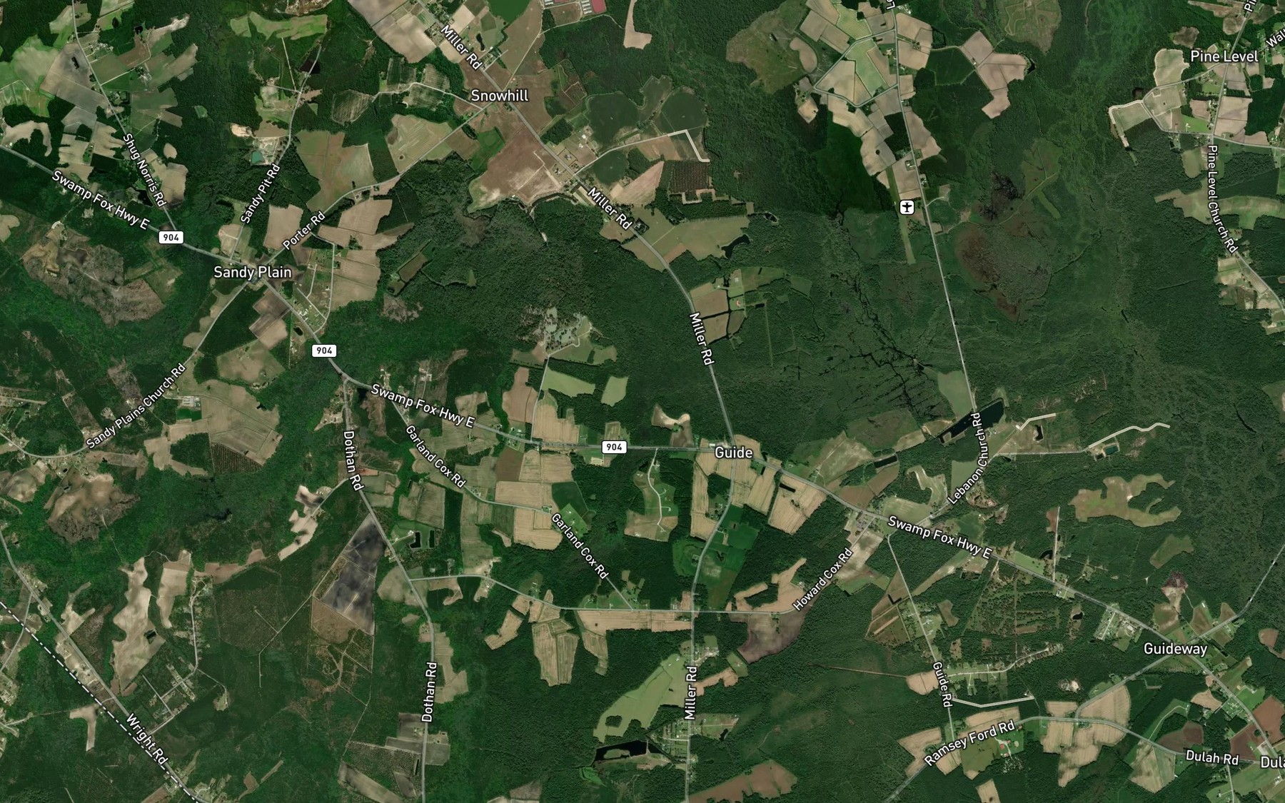 Satellite map of the Whiskey Swamp