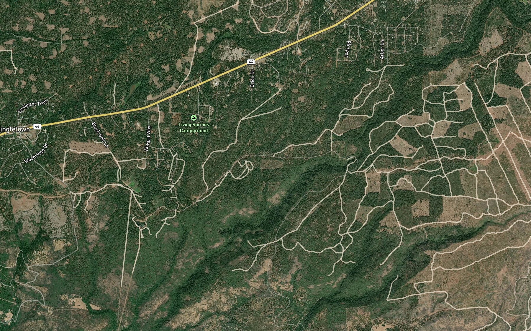 Satellite map of the Keswick Ditch