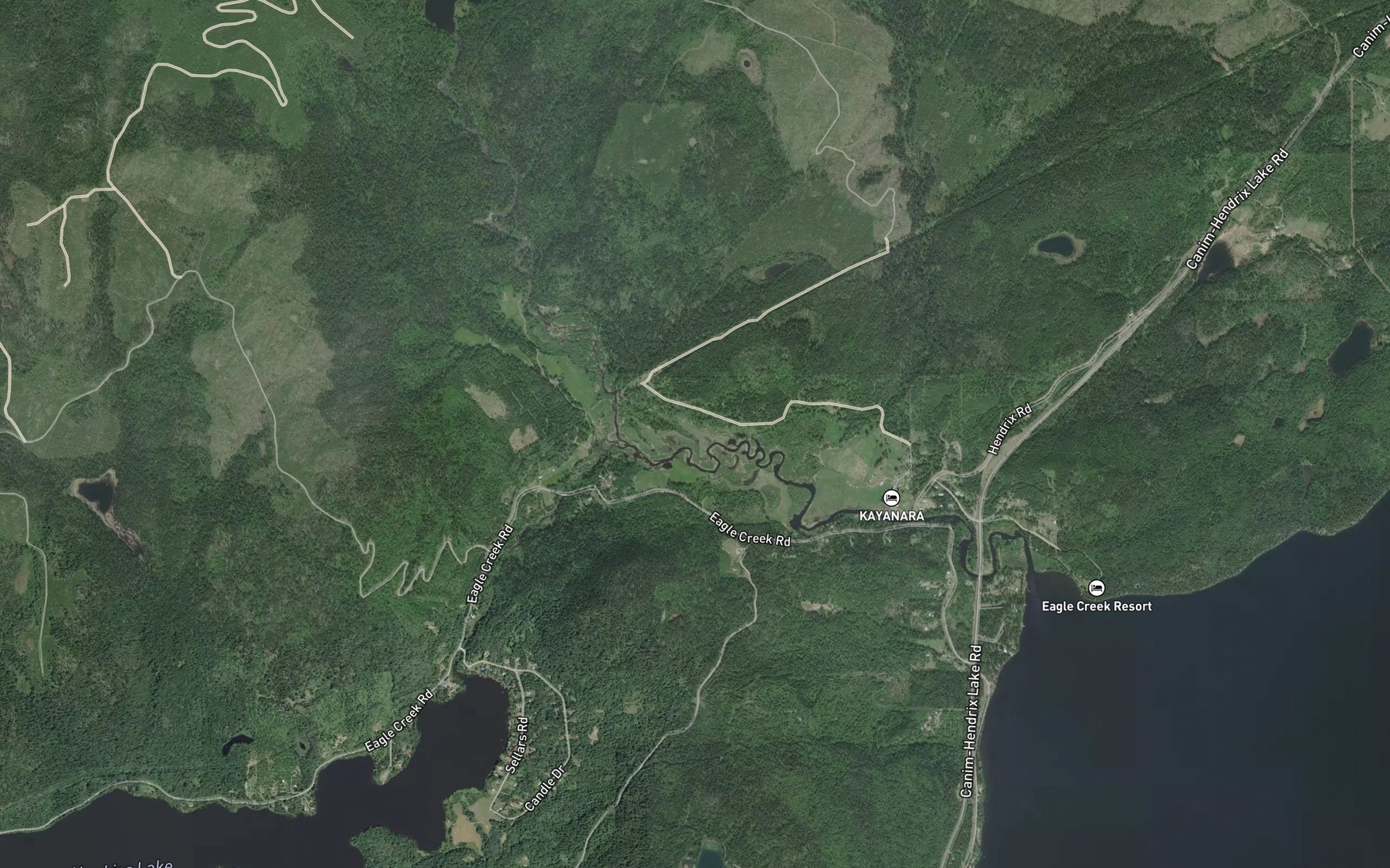 Satellite map of the Bradley Creek
