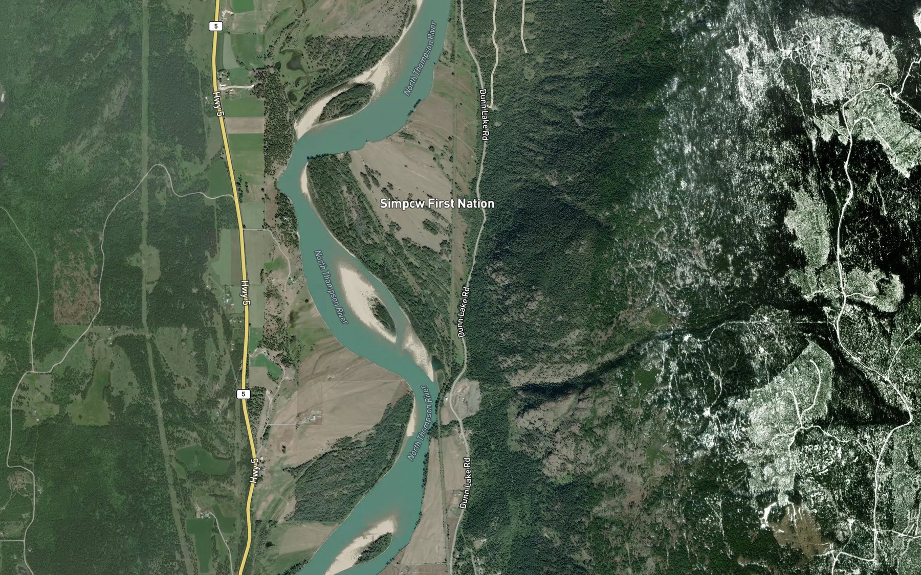 Satellite map of the Skowootum Creek