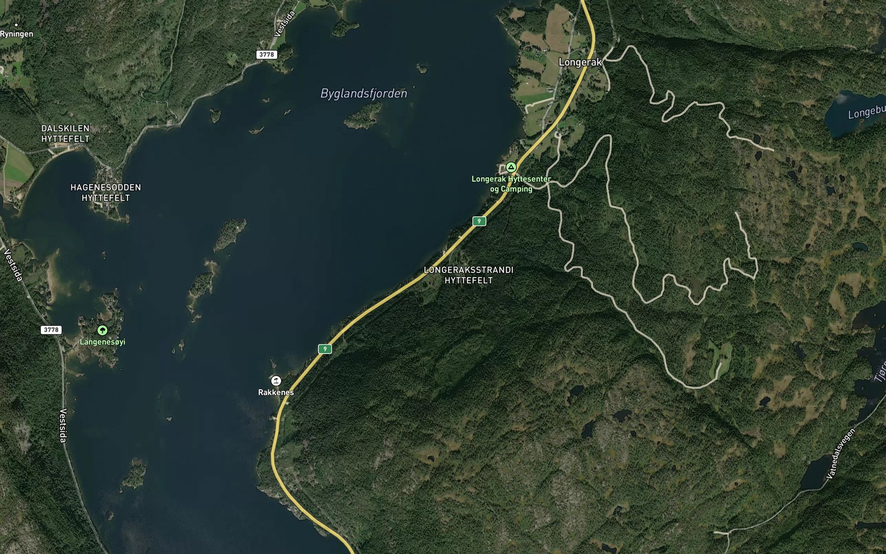 Satellite map of the Tyribekk