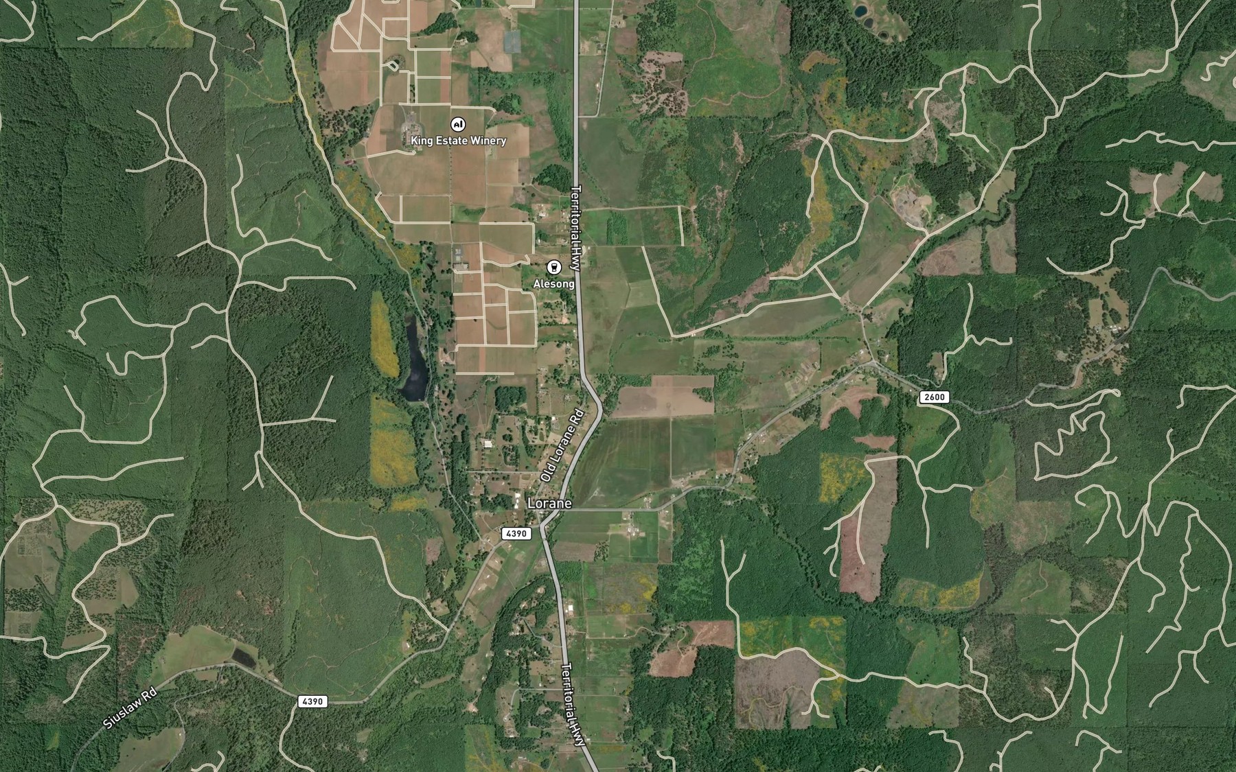 Satellite map of the Hawley Creek