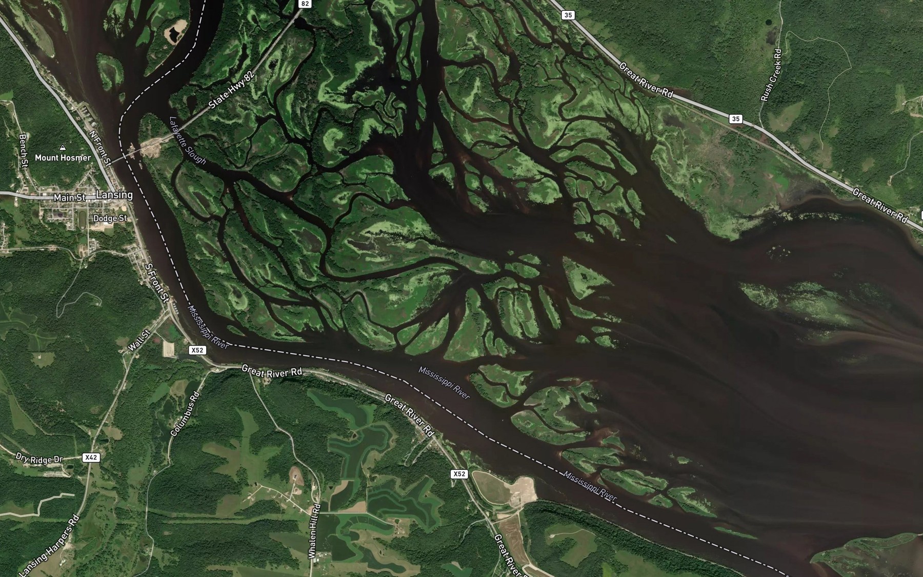 Satellite map of the Lafayette Lake