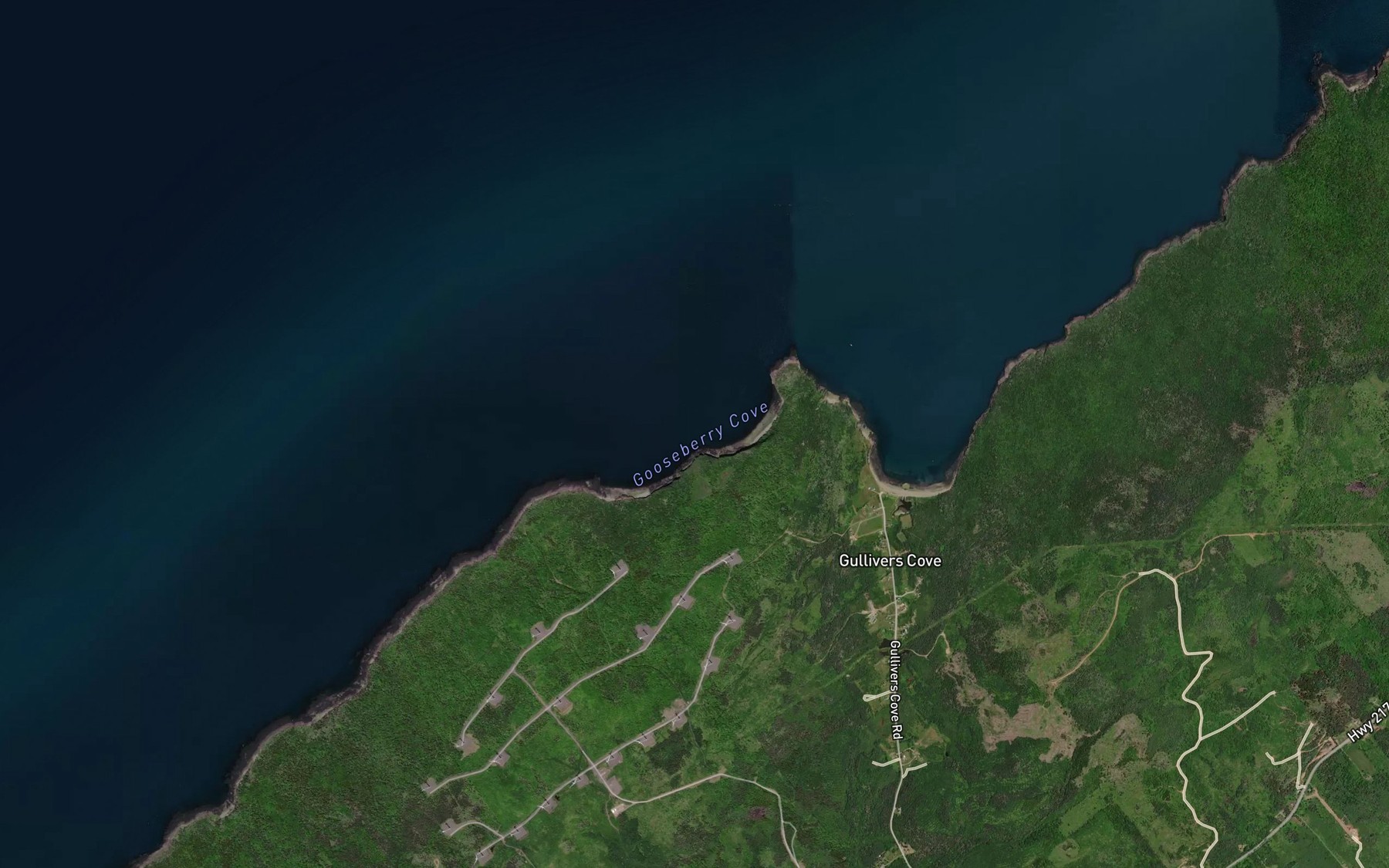Satellite map of the Gooseberry Cove