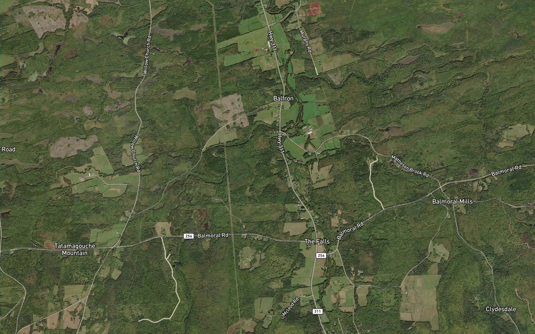 Satellite map of the Balmoral Brook