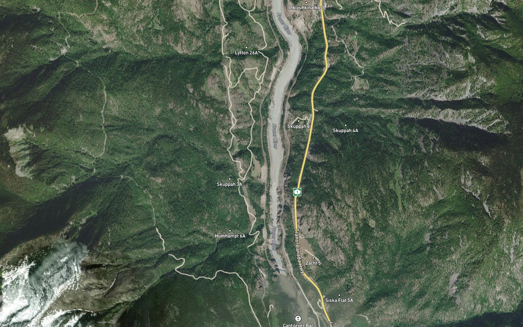 Satellite map of the Pooeyelth Creek