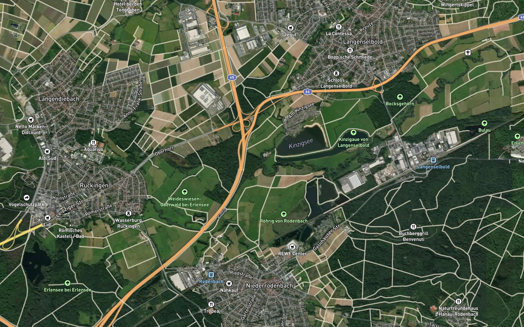 Satellite map of the Grundau