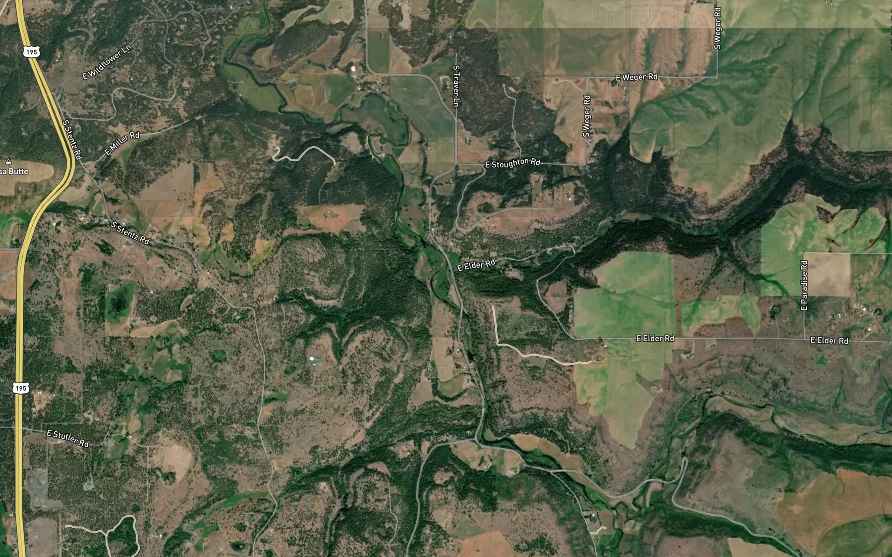 Satellite map of the California Creek