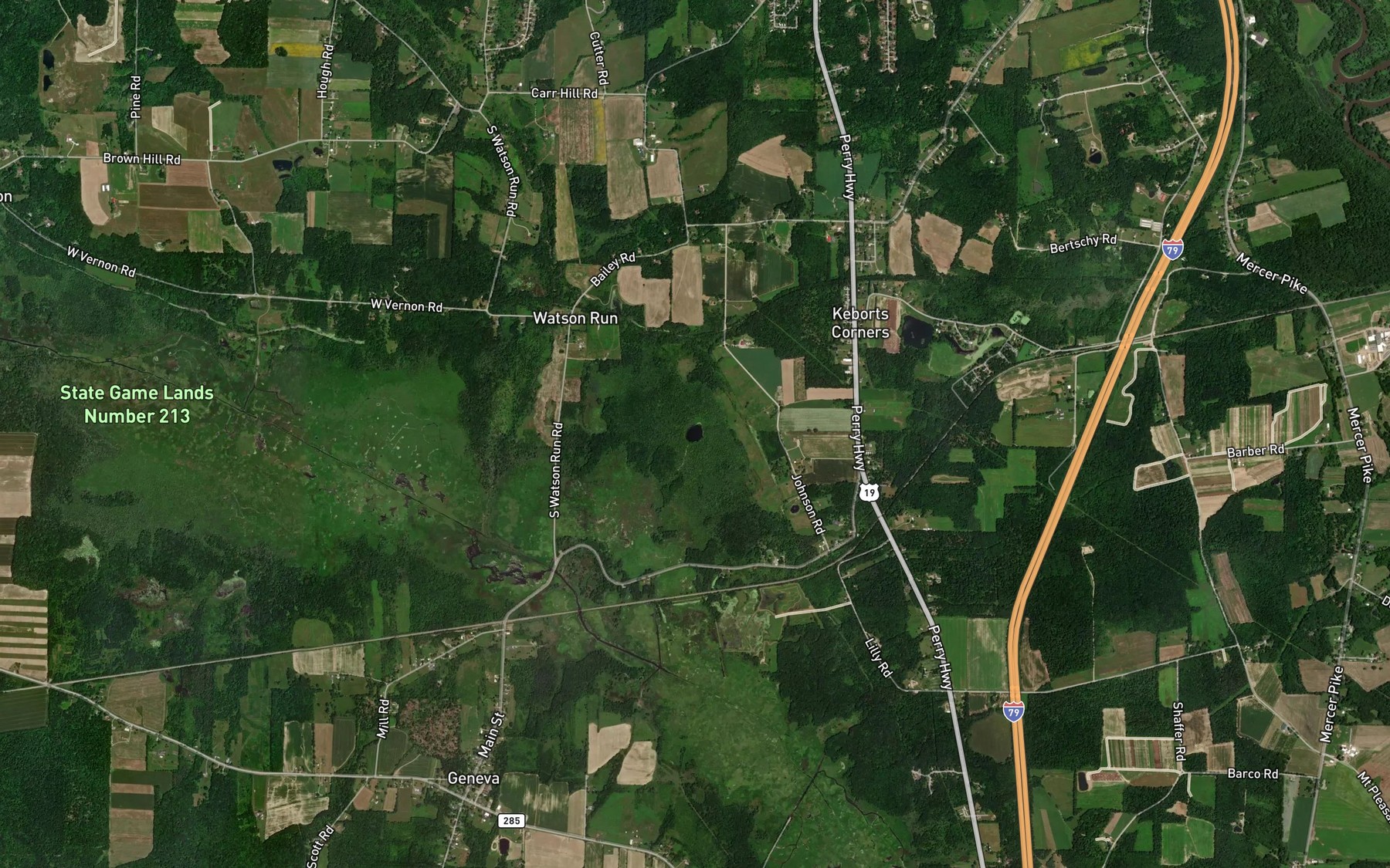 Satellite map of the Hidden Lake
