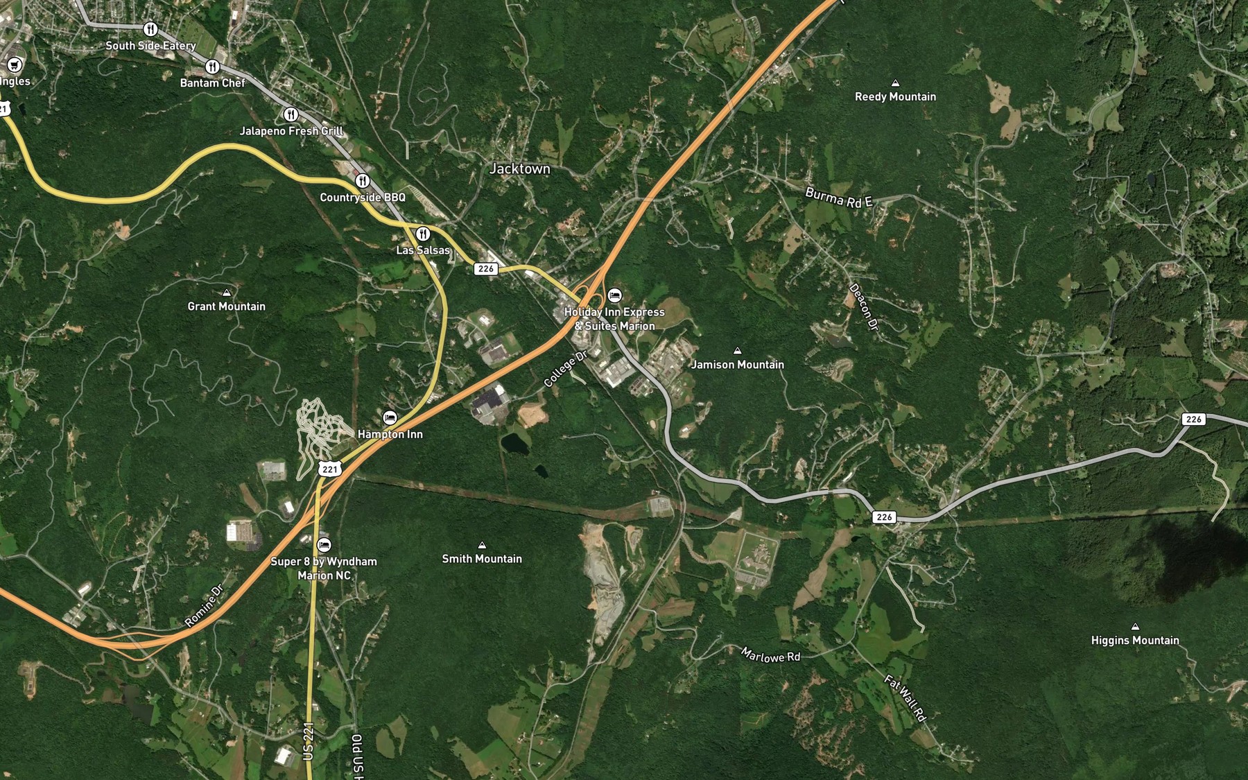 Satellite map of the Jacktown Creek