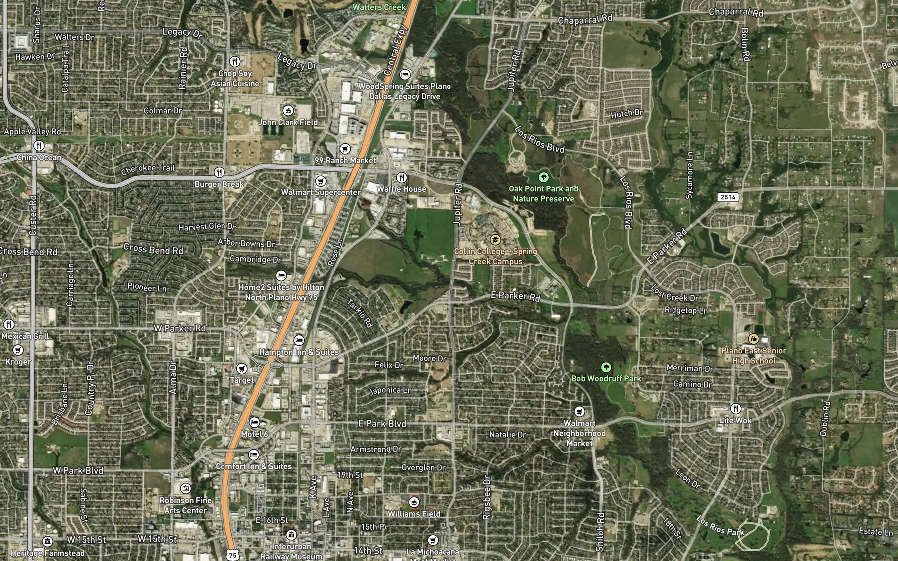 Satellite map of the Bowman Branch
