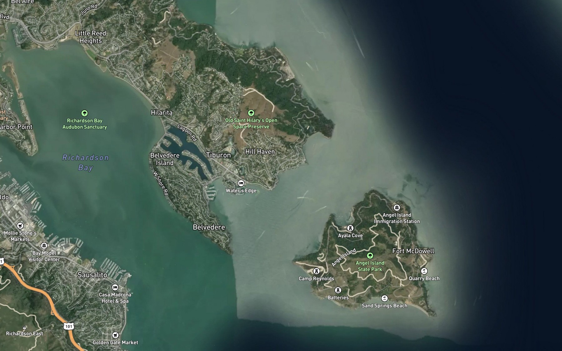 Satellite map of the Lyford Cove
