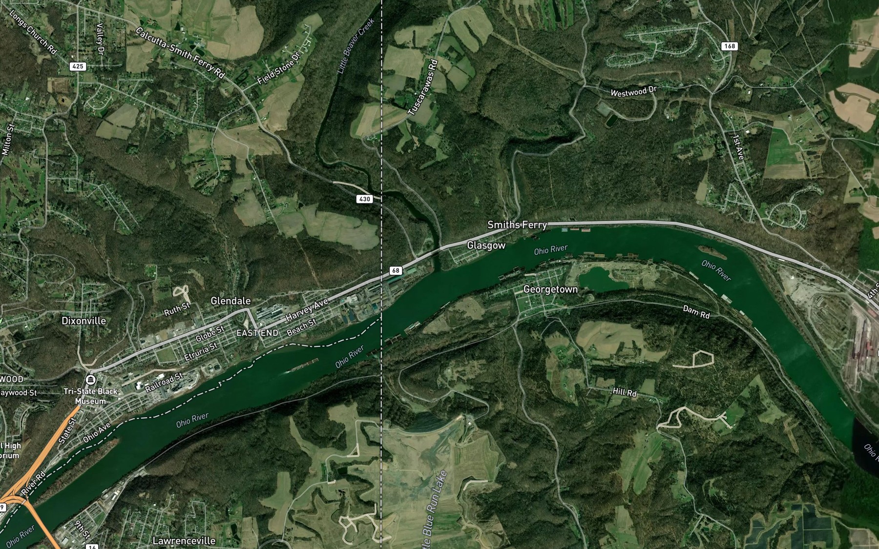 Satellite map of the Little Beaver Creek