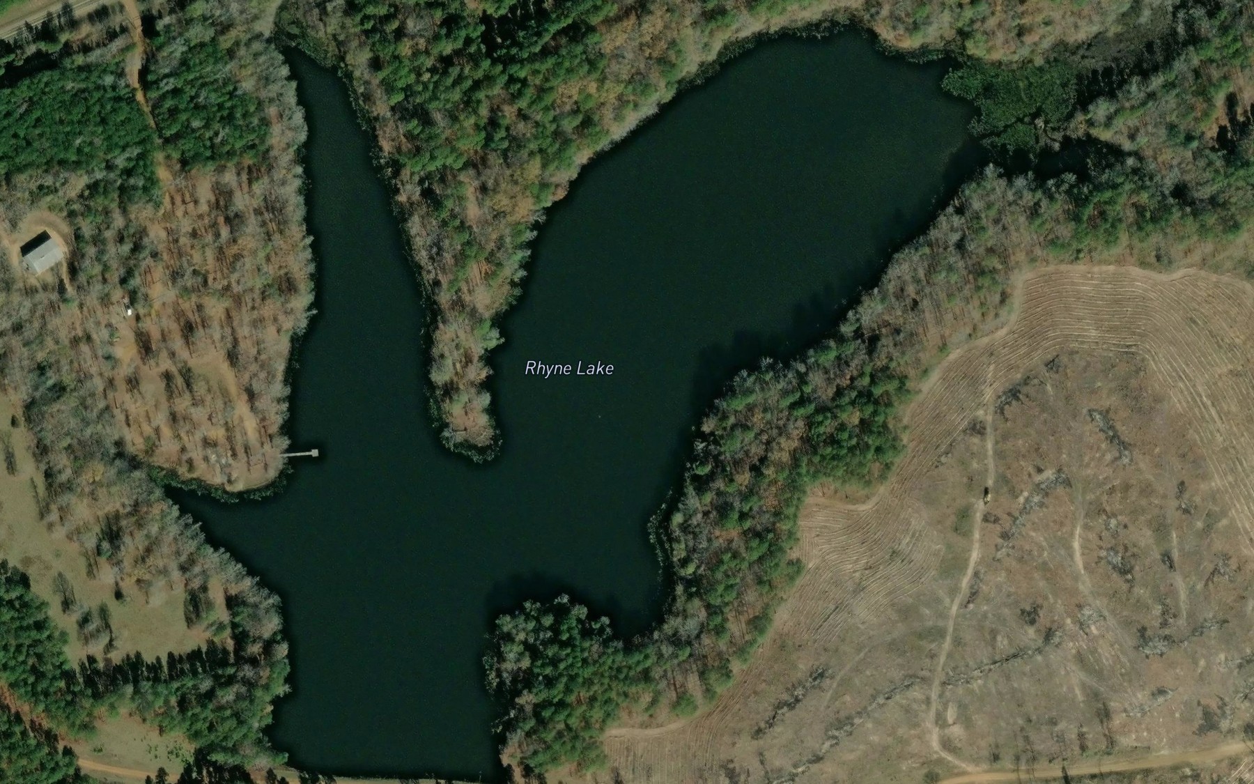 Satellite map of the Rhyne Lake