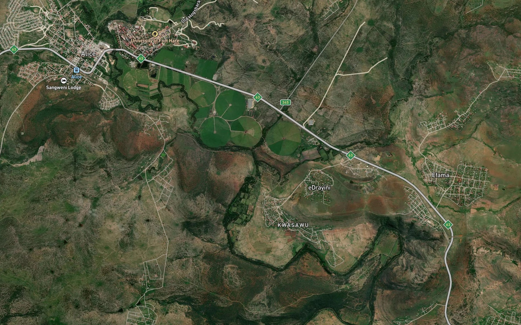 Satellite map of the Ncera