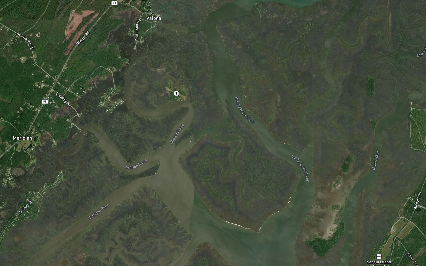 Satellite map of the Dark Creek