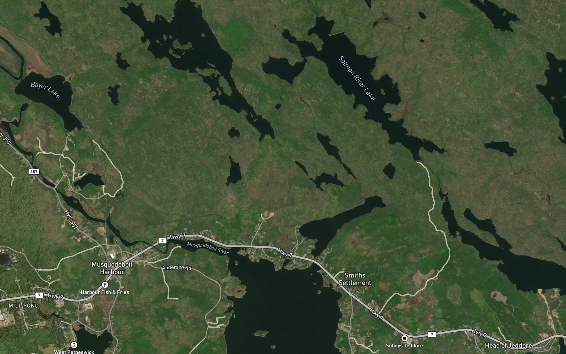 Satellite map of the Smelt Brook