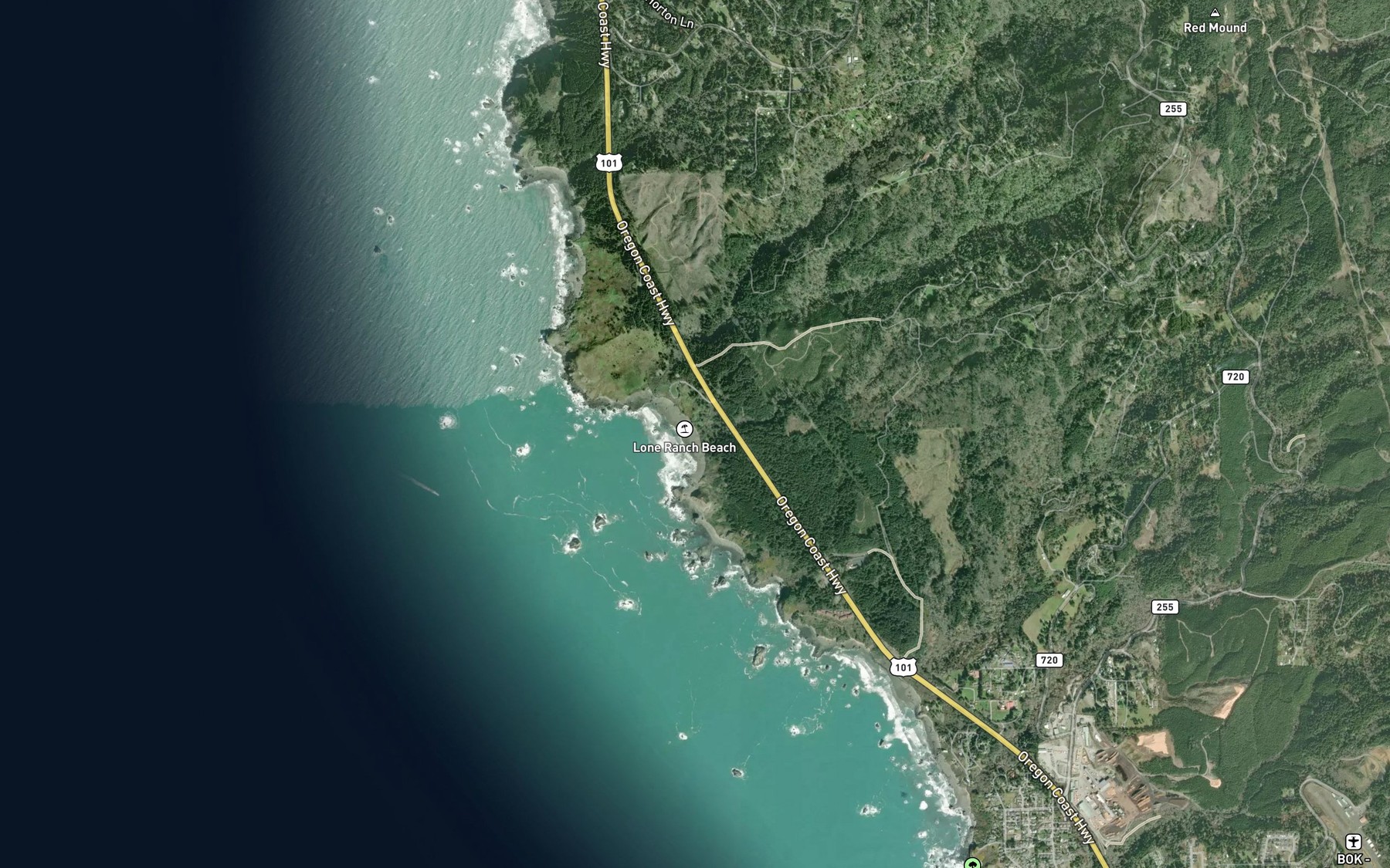 Satellite map of the Ram Creek