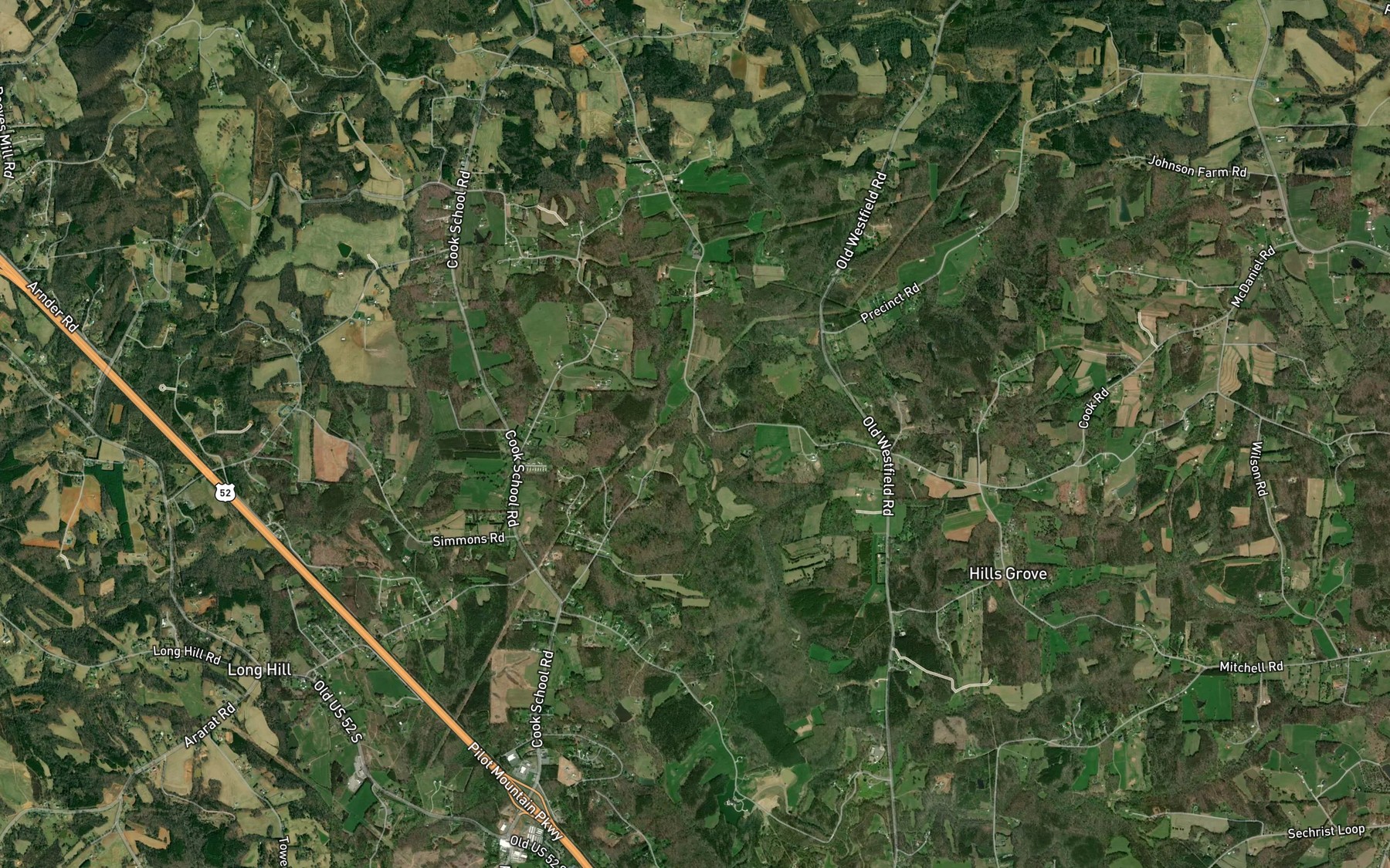 Satellite map of the Bryants Fork