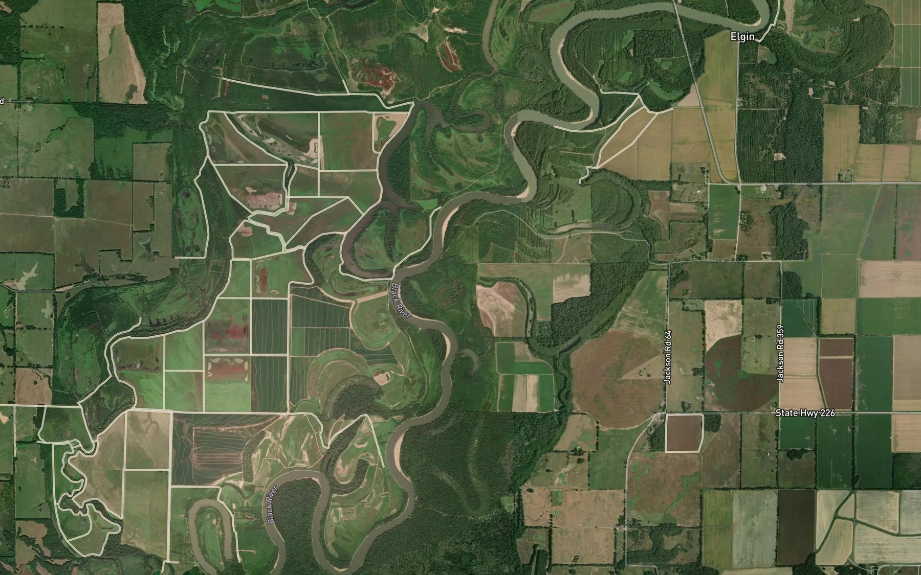 Satellite map of the Brush Lake