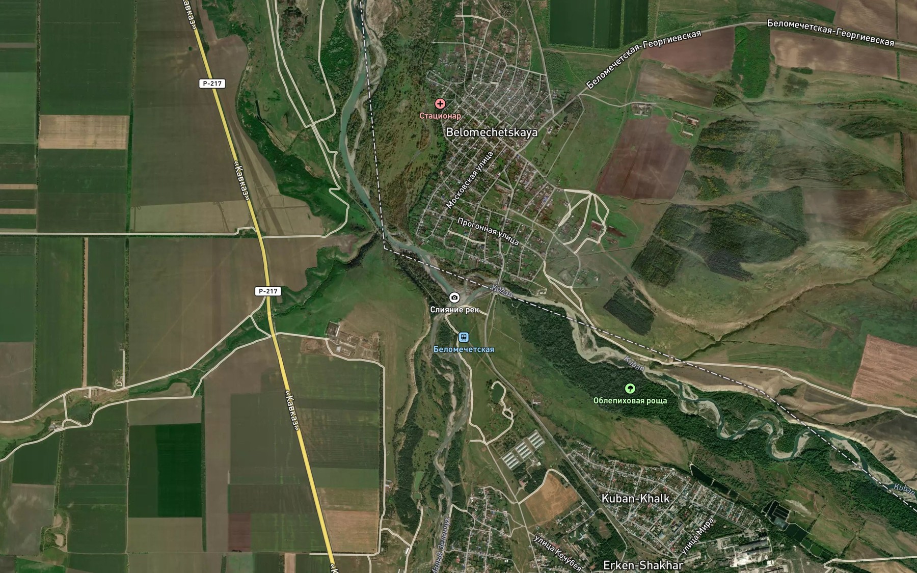 Satellite map of the Malyy Zelenchuk