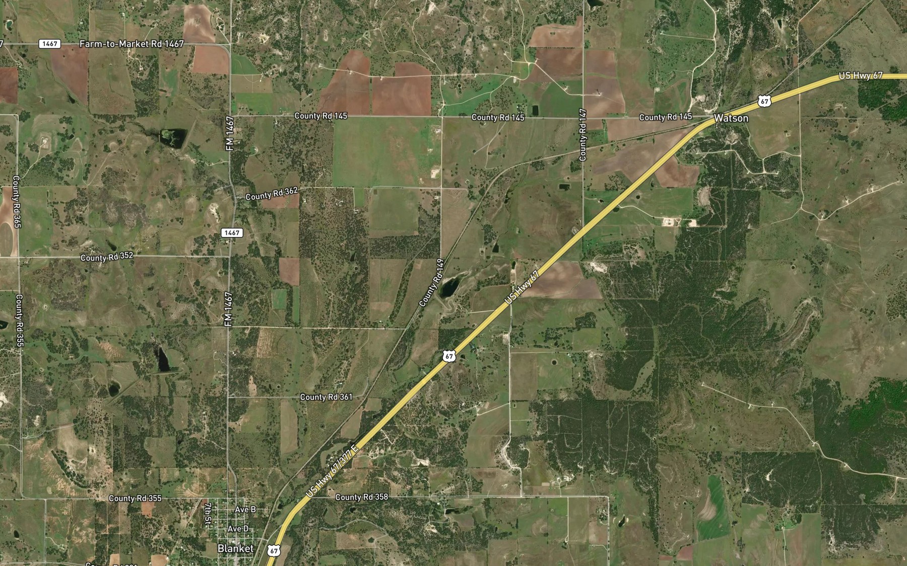 Satellite map of the Soil Conservation Service Site 2-A Reservoir