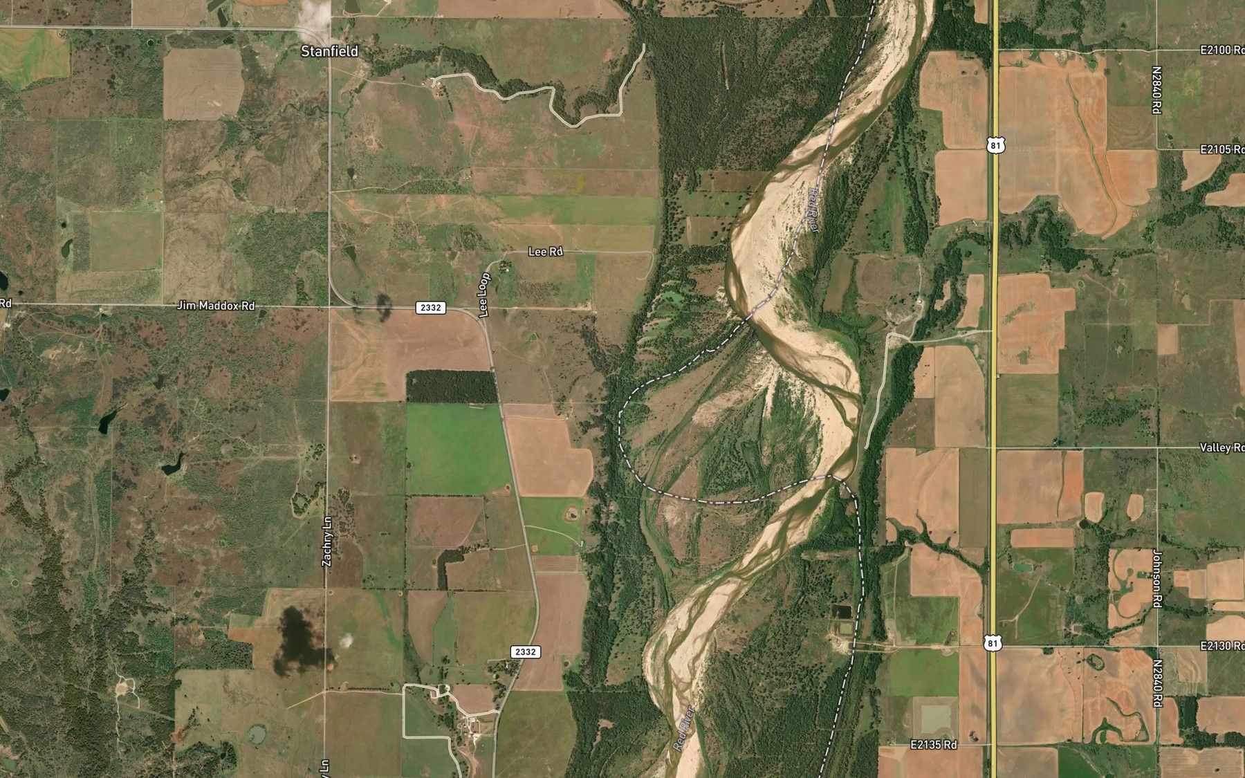 Satellite map of the Little Pecan Creek